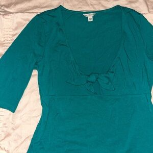 Guess Teal Short Sleeve Top with Bow